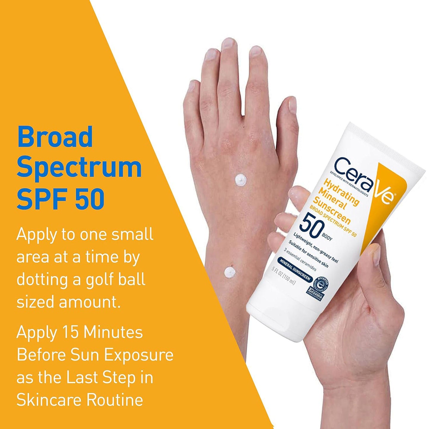 CeraVe® Hydrating Mineral Sunscreen Body SPF 50, Tube