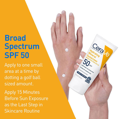 CeraVe® Hydrating Mineral Sunscreen Body SPF 50, Tube