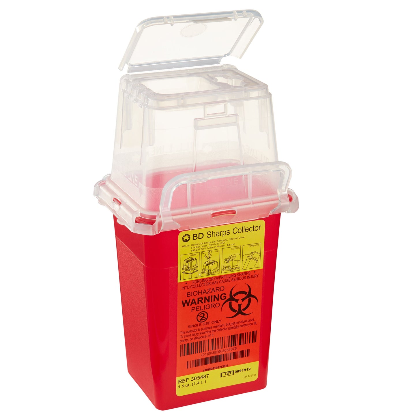 BD Phlebotomy Sharps Container, 1-1/2 Quart