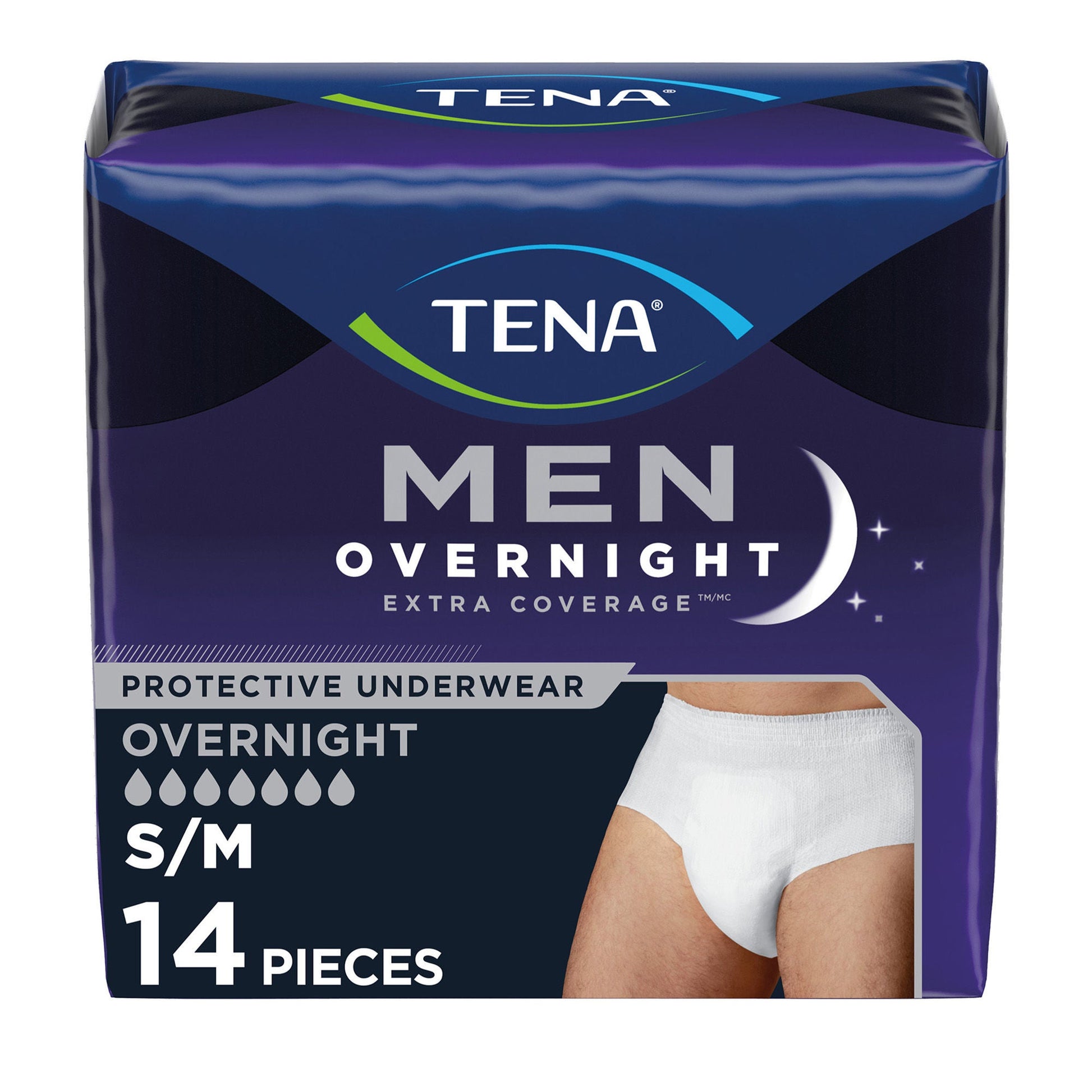 Tena® Men Overnight Extra Coverage Protective Underwear, Heavy Absorbency, S/M