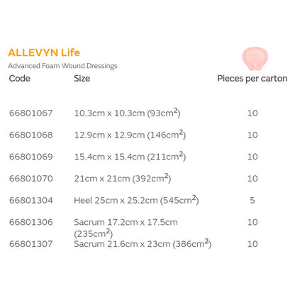 Allevyn Life Silicone Adhesive with Border Silicone Foam Dressing, 8½ x