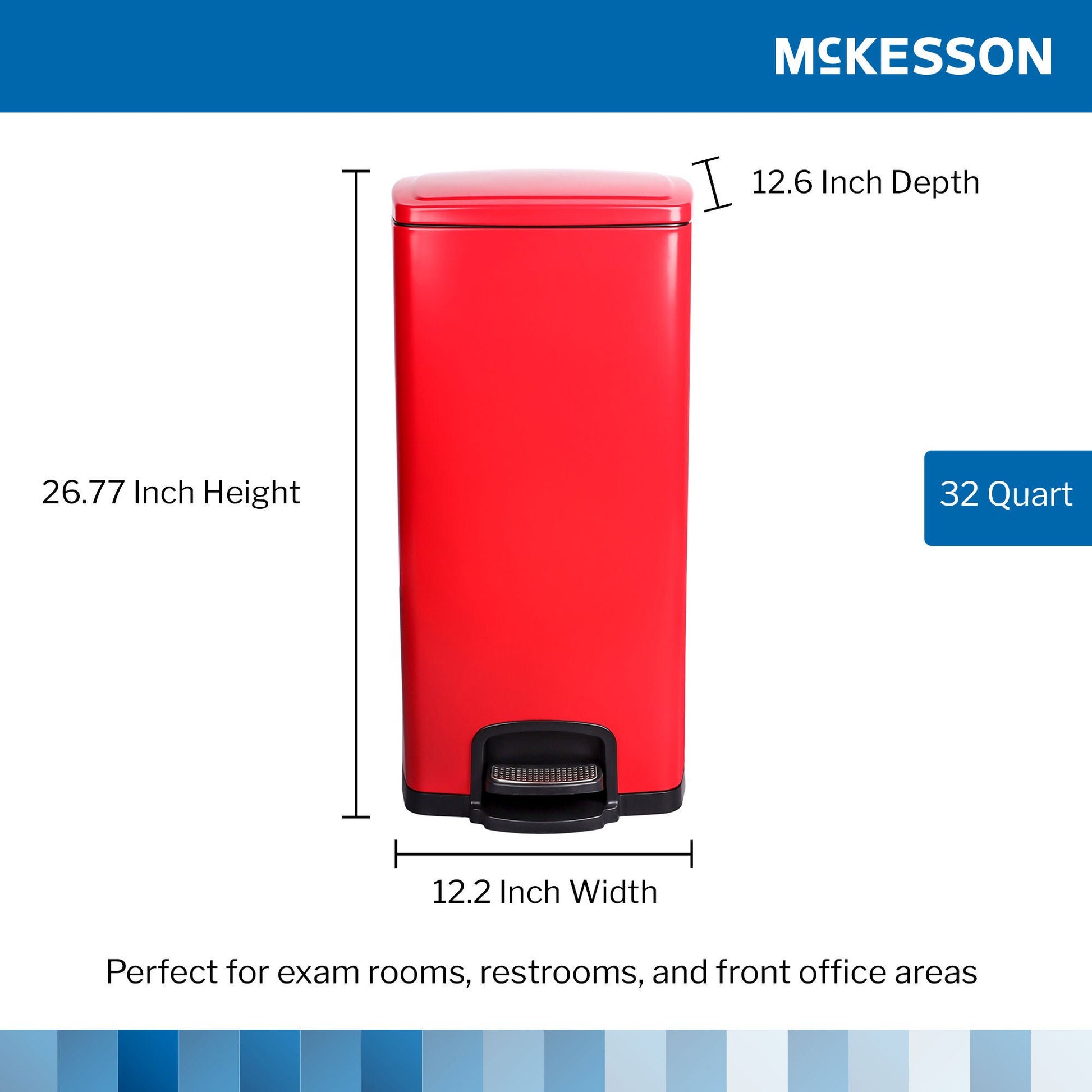 McKesson Red Square Step-On Trash Can