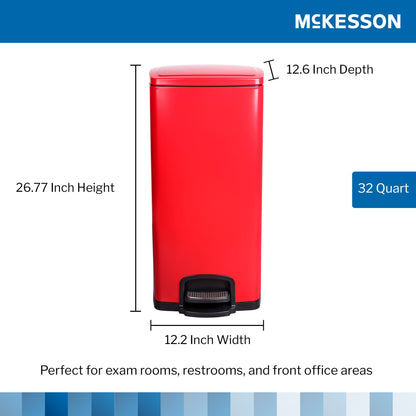 McKesson Red Square Step-On Trash Can