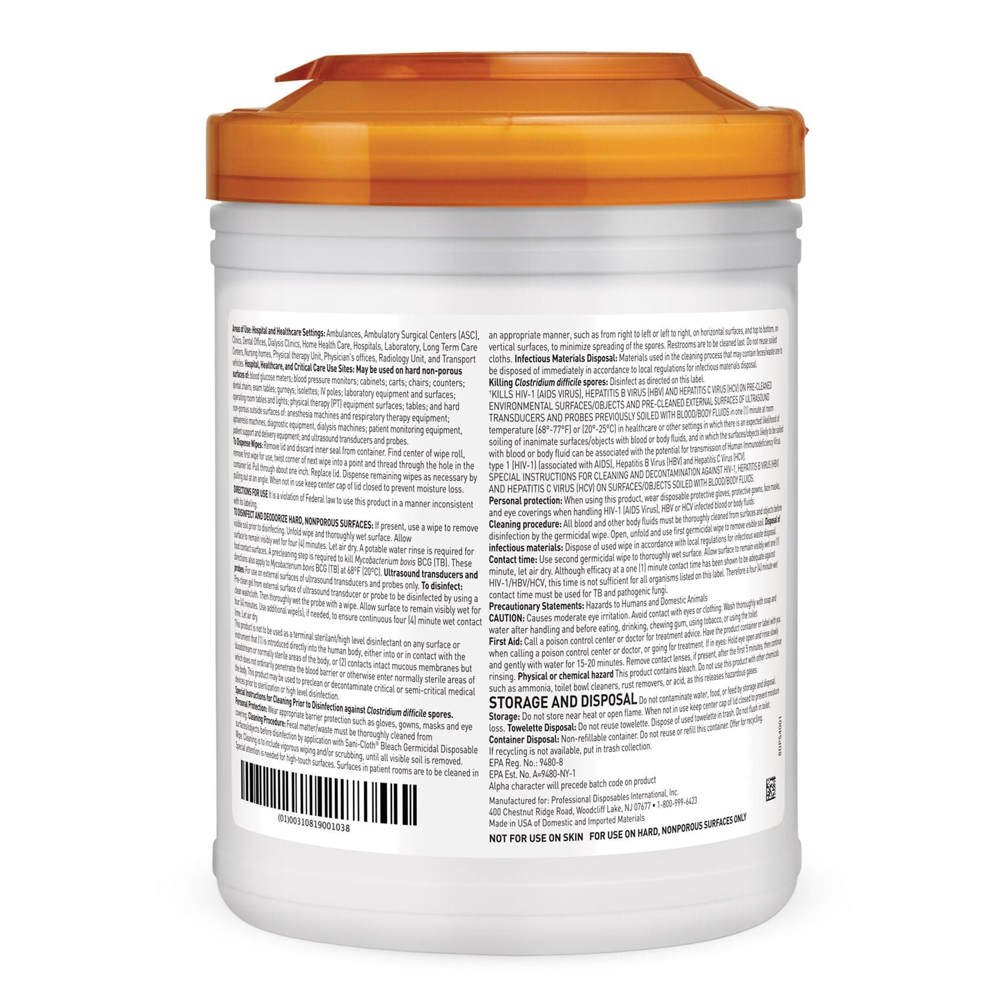 Sani-Cloth® Surface Disinfectant Cleaner Bleach Wipe