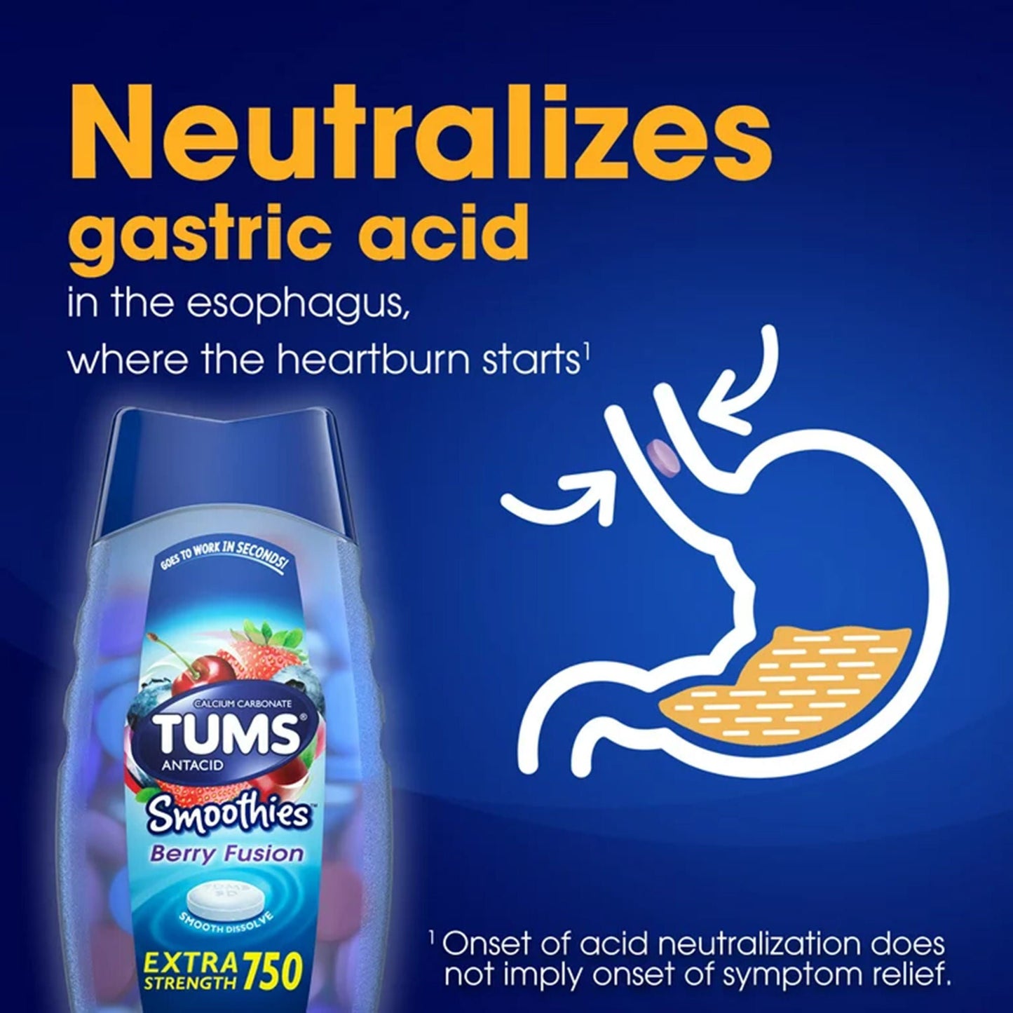 Tums Extra Strength 750 Antacid Smoothies, Assorted Berries