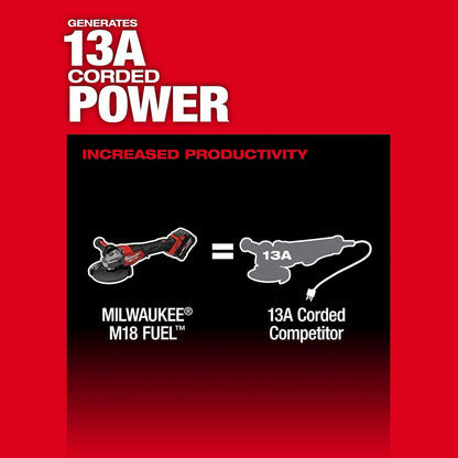 Milwaukee M18 FUEL 4-1/2"-6" Braking Grinder, Paddle Switch 3670-20 | M18 Battery, Glass Filled Nylon