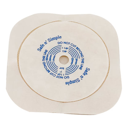 Safe n Simple Ostomy Barrier Trim to Fit, Standard Wear Flexible Tape Flange Up to 1-1/4 Inch Opening 4--1/2 Inch