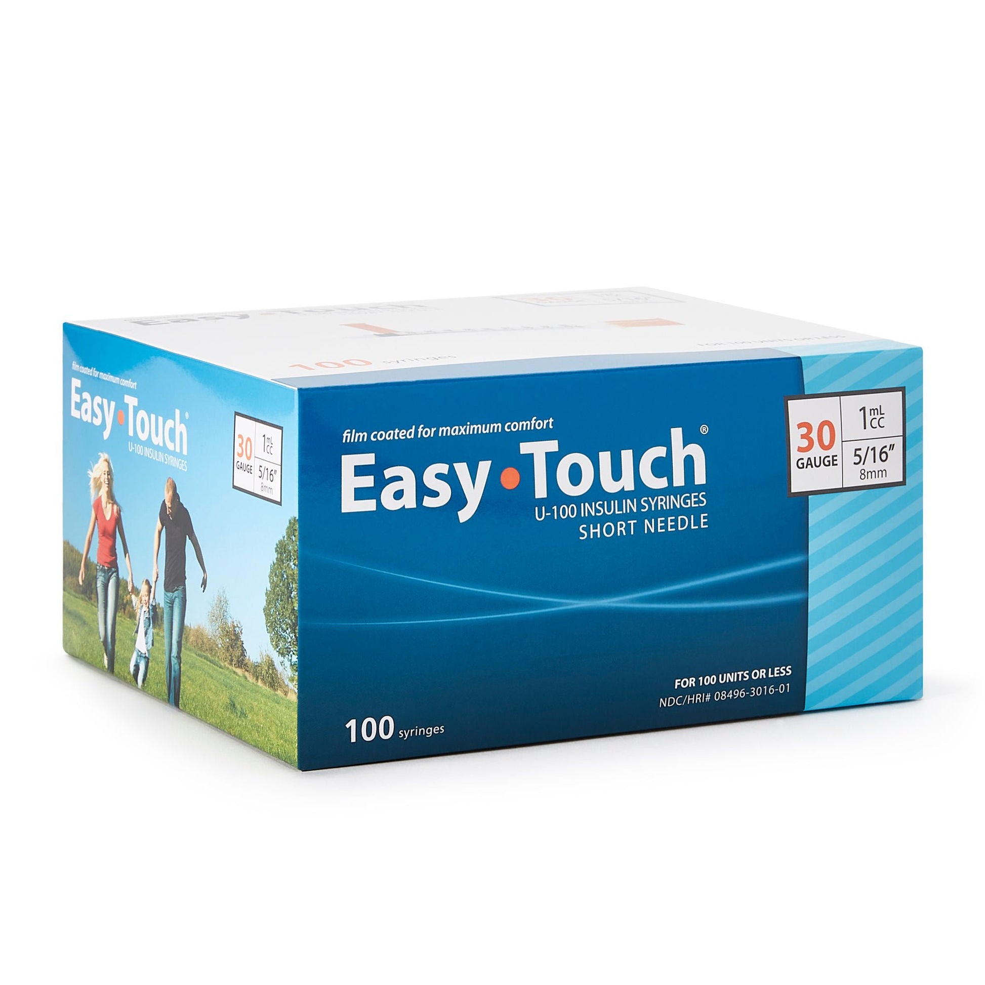EasyTouch™ Insulin Syringe with Needle, 30 Gauge, 5/16 Inch Needle Length