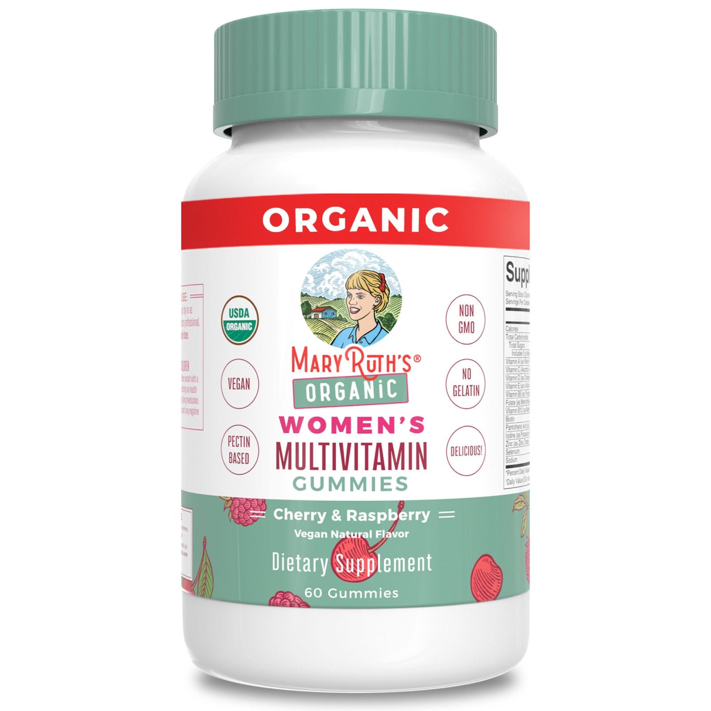 Mary Ruth's Organic Women's Multivitamin Supplement Vitamin A / C / D / E 450 mcg - 20 mg - 6 mcg - 7 mg Strength Gummie Strawberry Flavor
