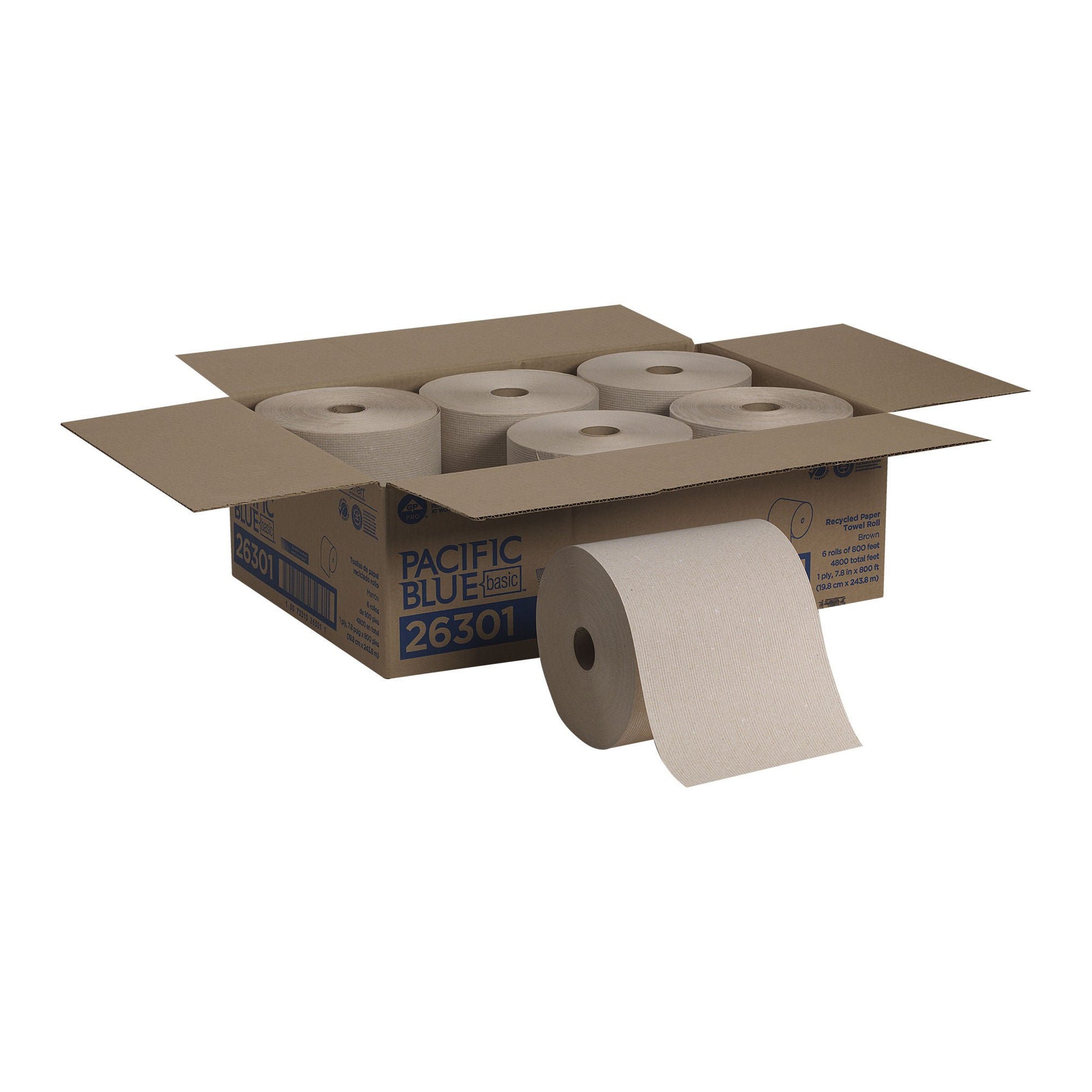 Pacific Blue Basic™ Brown Paper Towel, 7-7/ , 6 Rolls