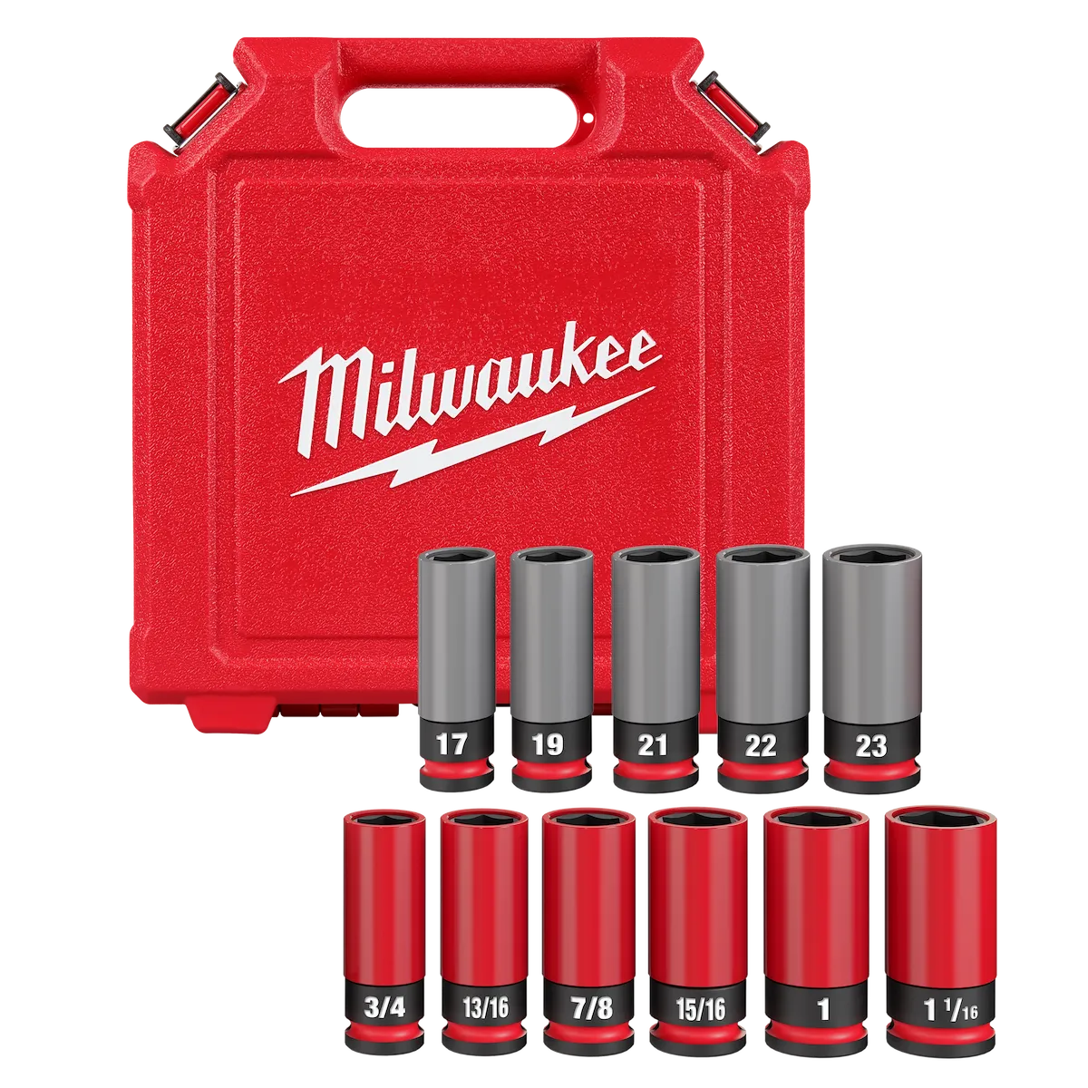 Milwaukee SHOCKWAVE Impact Duty 1/2 Drive SAE & Metric 11PC Lug Nut Wheel Socket Set 49-66-7807
