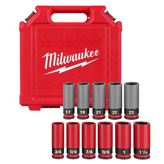 Milwaukee SHOCKWAVE Impact Duty 1/2 Drive SAE & Metric 11PC Lug Nut Wheel Socket Set 49-66-7833 | 1/2 in Drive, 11-Piece
