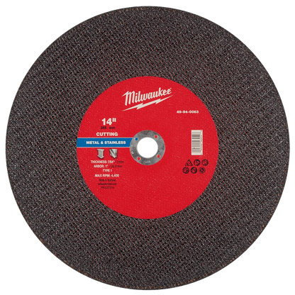 Milwaukee 14" x 1/8" x 1" Metal Cut Off Wheel -Type 1 49-94-0063