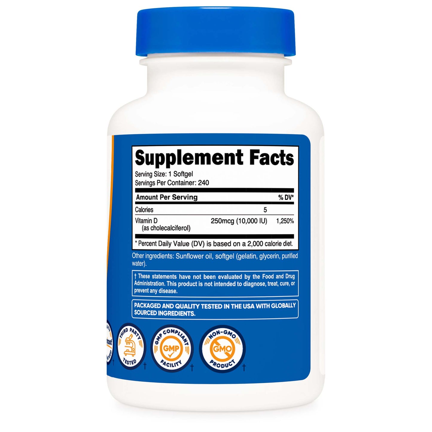 nutricost Dietary Supplement Vitamin D3 10,000 IU Strength Softgel
