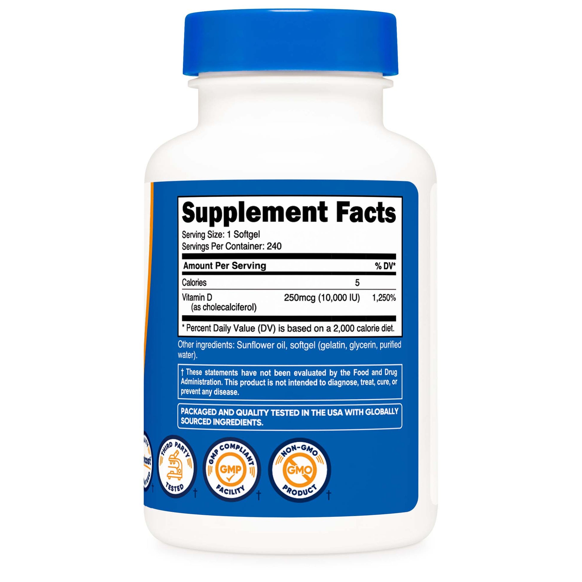 nutricost Dietary Supplement Vitamin D3 10,000 IU Strength Softgel