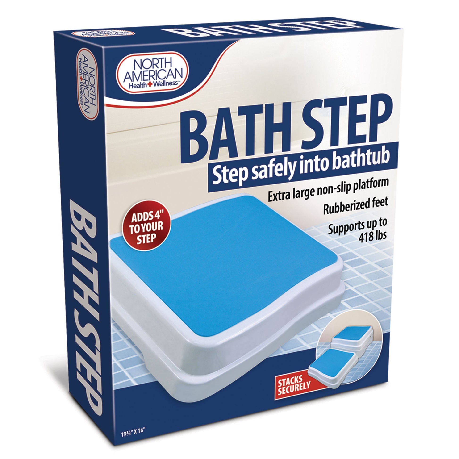 North American Health + Wellness Bath Step Stool Portable 1 Step Plastic 4 Inch Step Height