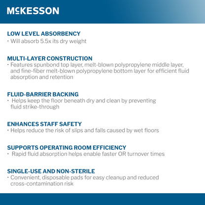 McKesson Anti-Static Anti-Fatigue Floor Mat Light Absorbency Blue Spunbond / Melt-Blown Polypropylene