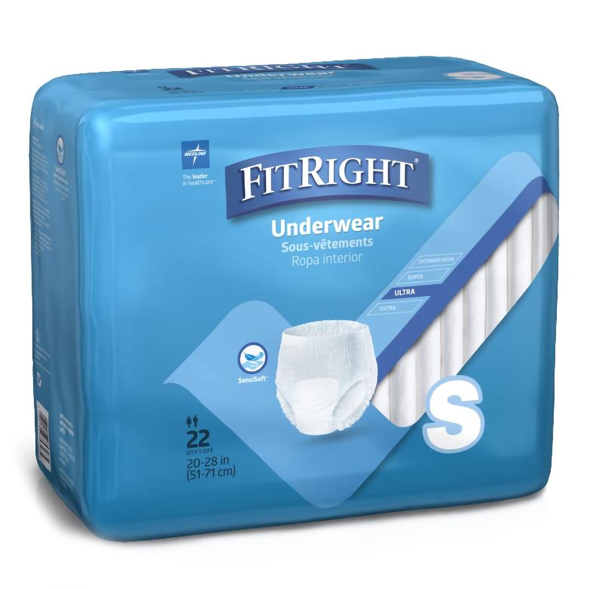 FitRight Classic Absorbent Underwear Pull On with Tear Away Seams Unisex Disposable Moderate Absorbency