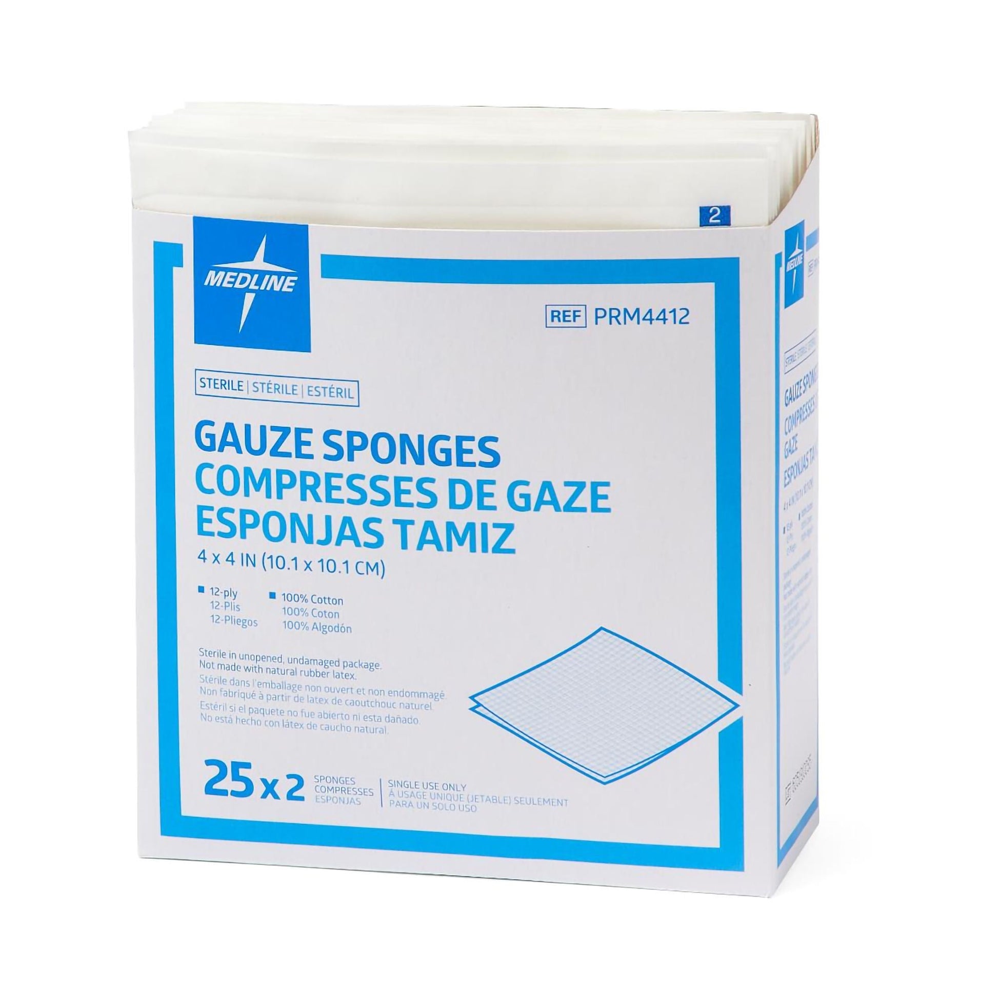 Medline Sterile Gauze Sponge, 12-Ply