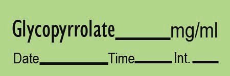 Timemed Drug Label Anesthesia Label Tape Glycopyrrolate mg/mL Date_Time_Int_ Green