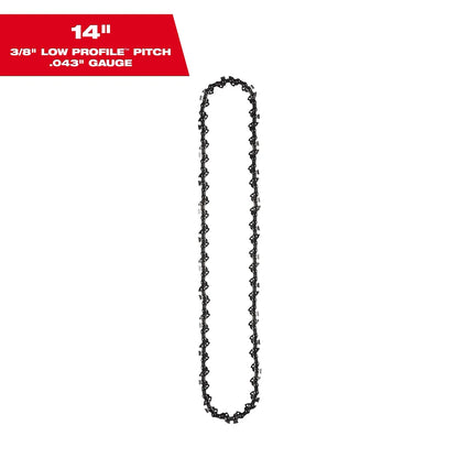 Milwaukee 14" 3/8" LOW PROFILE Pitch, .043" Gauge Saw Chain 49-16-2749