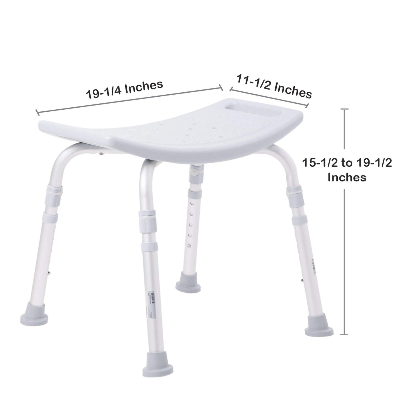 McKesson Aluminum Bath Bench Without Backrest, 15.5 – 19.5 Inch, Gray