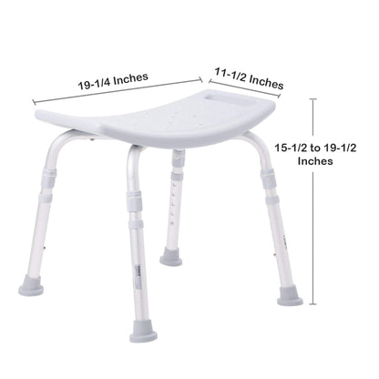 McKesson Aluminum Bath Bench Without Backrest, 15.5 – 19.5 Inch, Gray