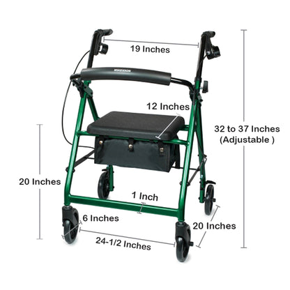 McKesson Folding Aluminum Four-Wheel Rollator, Green