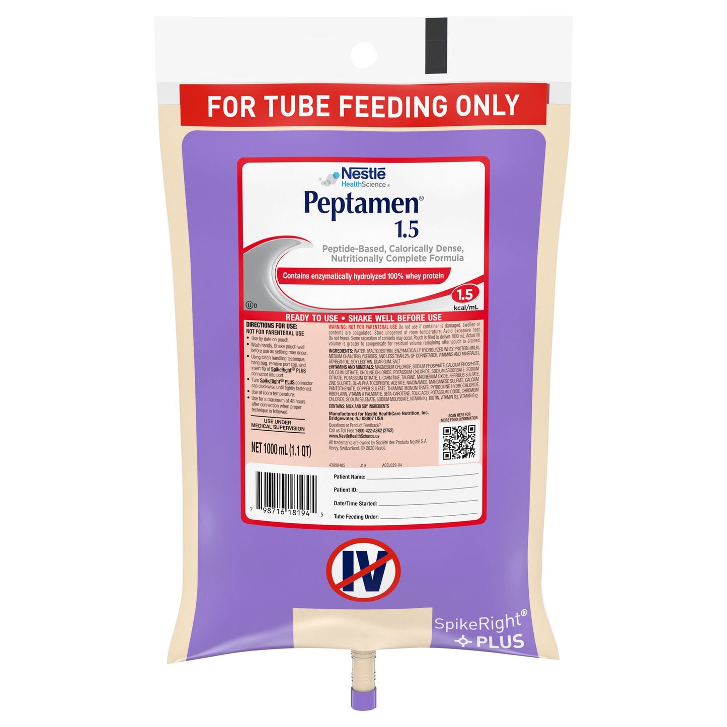 Peptamen® 1.5 Peptide-Based Nutritionally Complete Formula, Bag