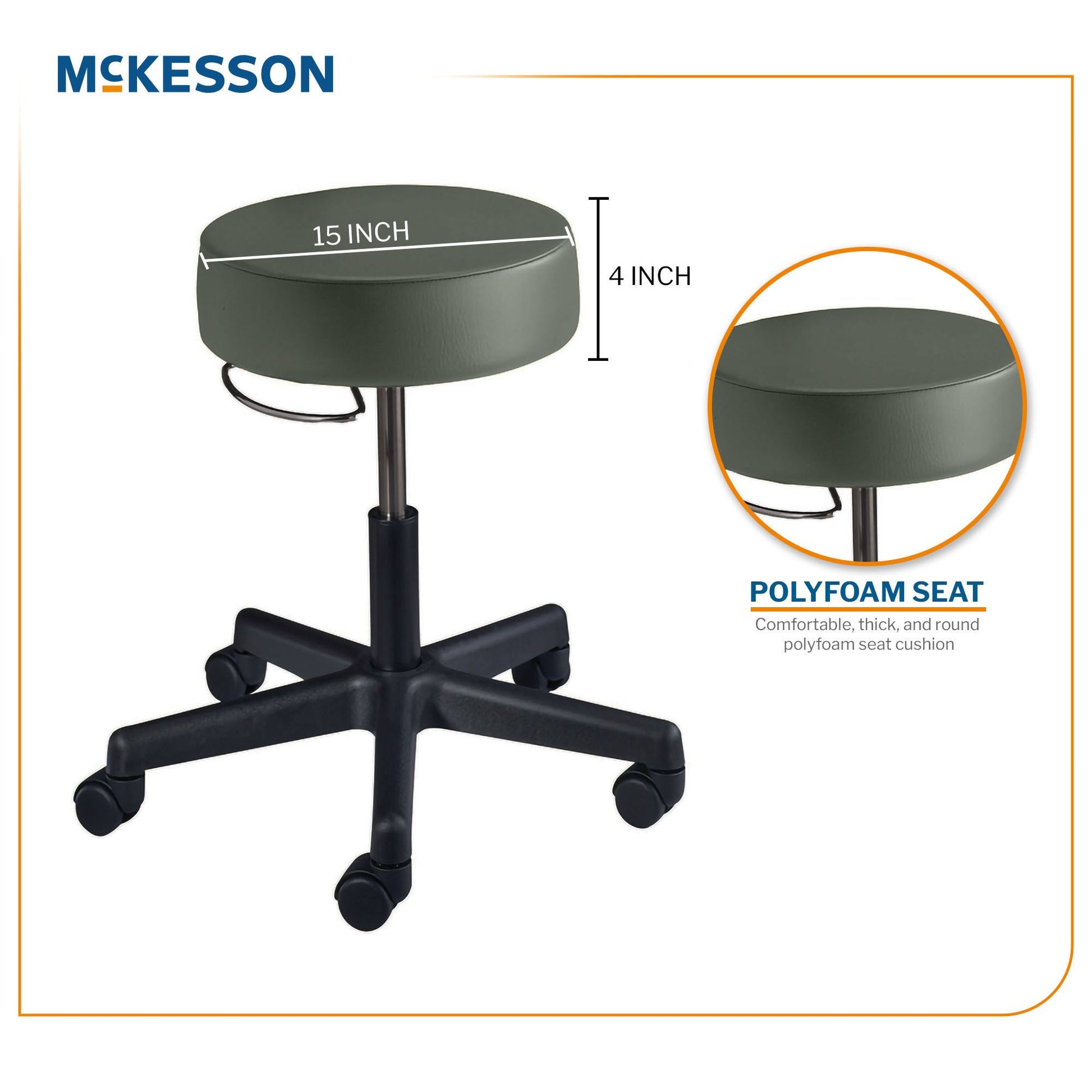 McKesson Exam Stool, Gunmetal, without Backrest