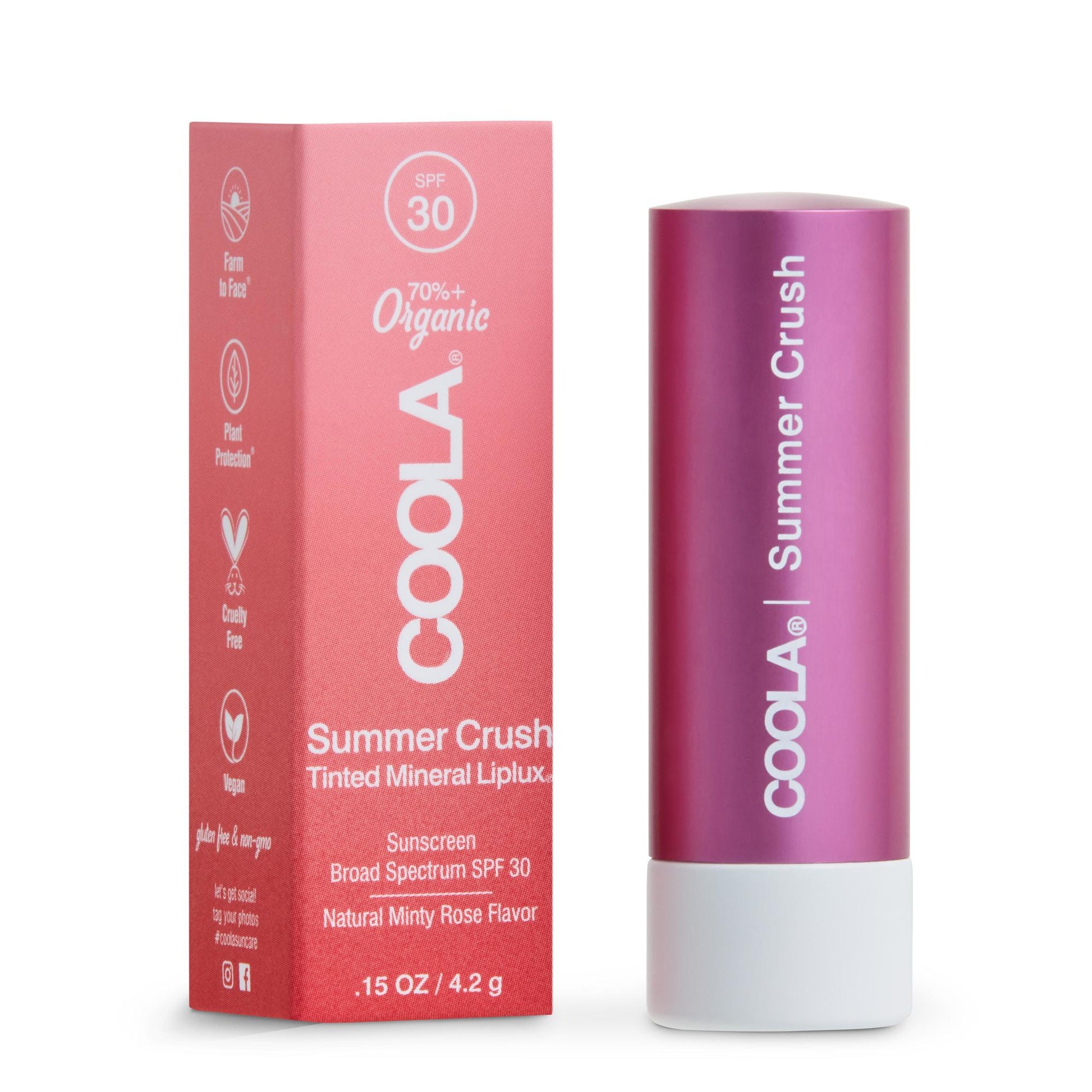 Mineral Liplux® Organic Lip Balm Sunscreen SPF 30, Summer Crush Tint