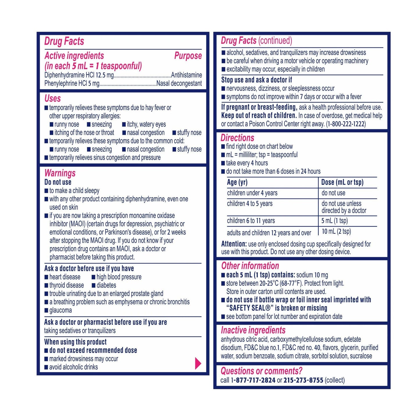 Benadryl® Children's Allergy Plus Congestion Liquid Grape Flavor