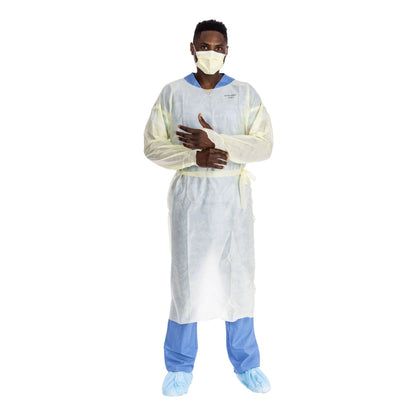 Halyard Basics Protective Procedure Gown Large Yellow NonSterile AAMI Level 2 Disposable