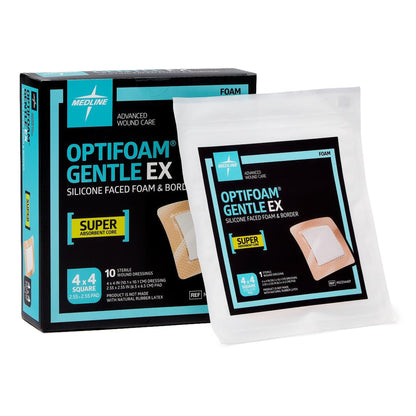 Optifoam Gentle EX Foam Dressing With Border Waterproof Backing Silicone Face and Border Square
