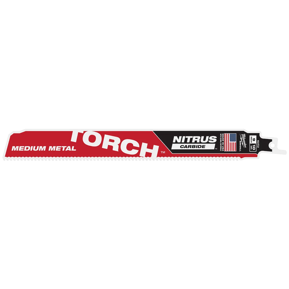 Milwaukee 9" 10 TPI TORCH with NITRUS Carbide Teeth SAWZALL Blade for Conduit and Strut (1 PK) 48-00-6252 | 9 in Blade Length