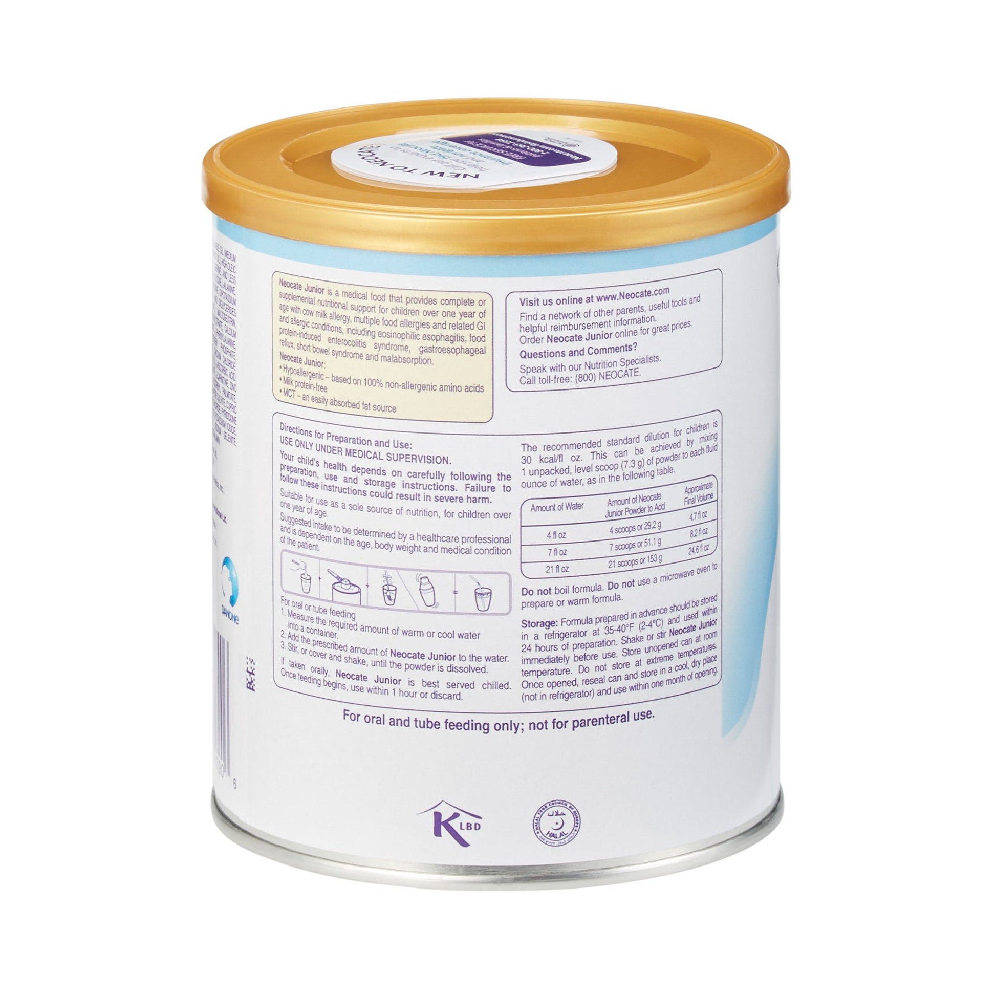 Neocate® Junior Amino Acid–Based Powdered Formula, can
