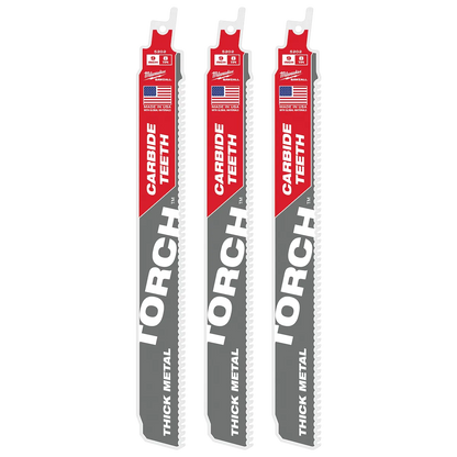 Milwaukee 9" 8 TPI TORCH with Carbide Teeth SAWZALL Blade (1 PK) 48-00-5202 | 9 in Blade Length