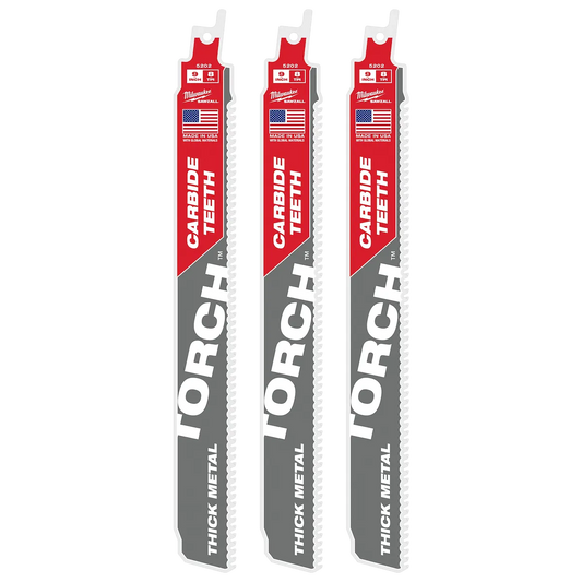 Milwaukee 9" 8 TPI TORCH with Carbide Teeth SAWZALL Blade (1 PK) 48-00-5202 | 9 in Blade Length
