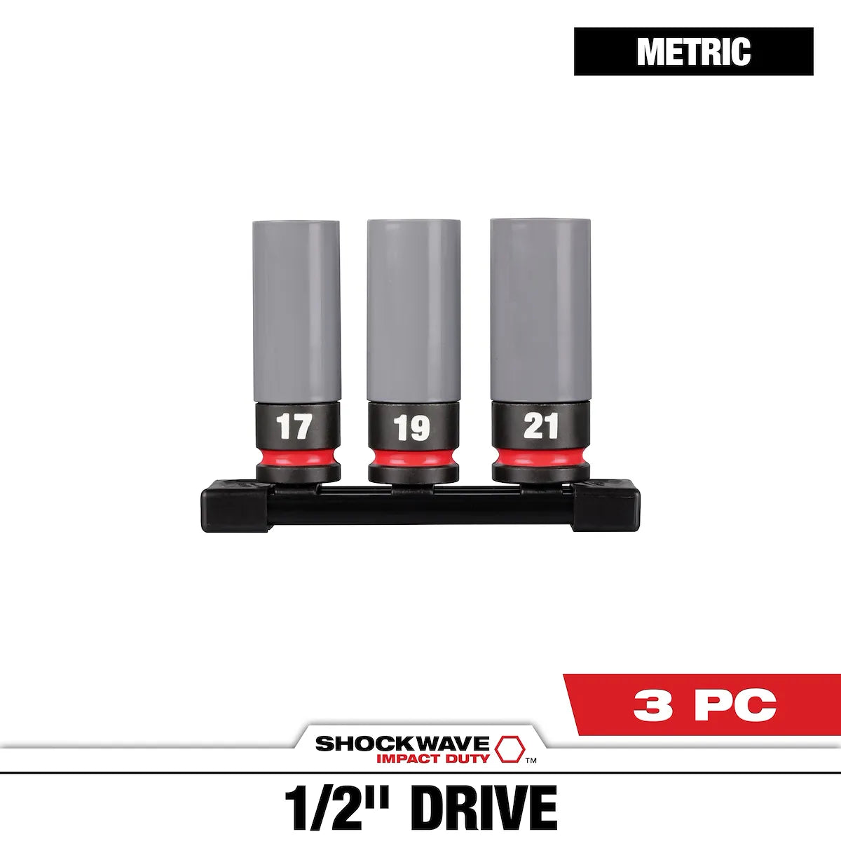 Milwaukee SHOCKWAVE Impact Duty 1/2 Drive Metric 3PC Lug Nut Wheel Socket Set 49-66-7806
