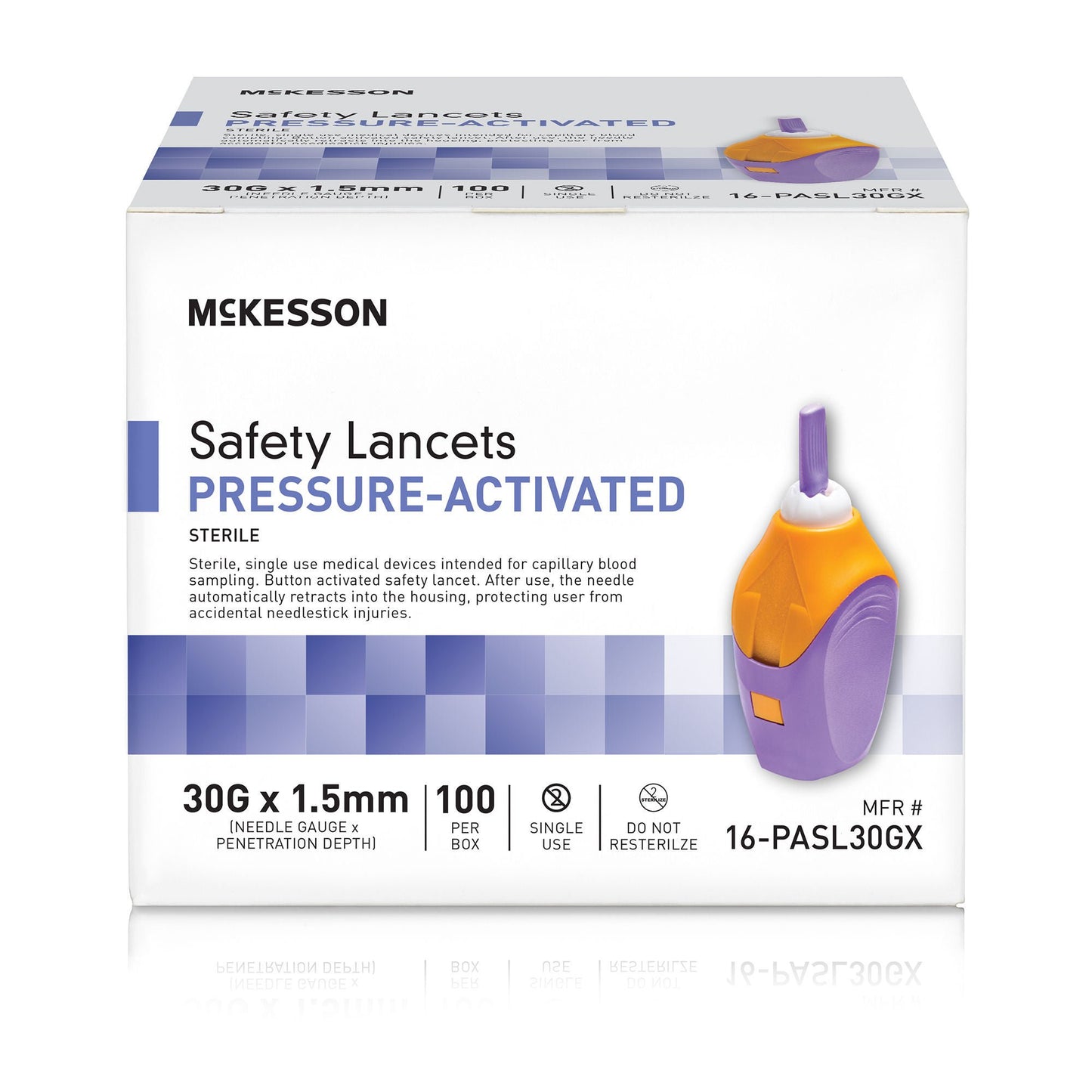 McKesson Pressure Activated Safety Lancets, Purple