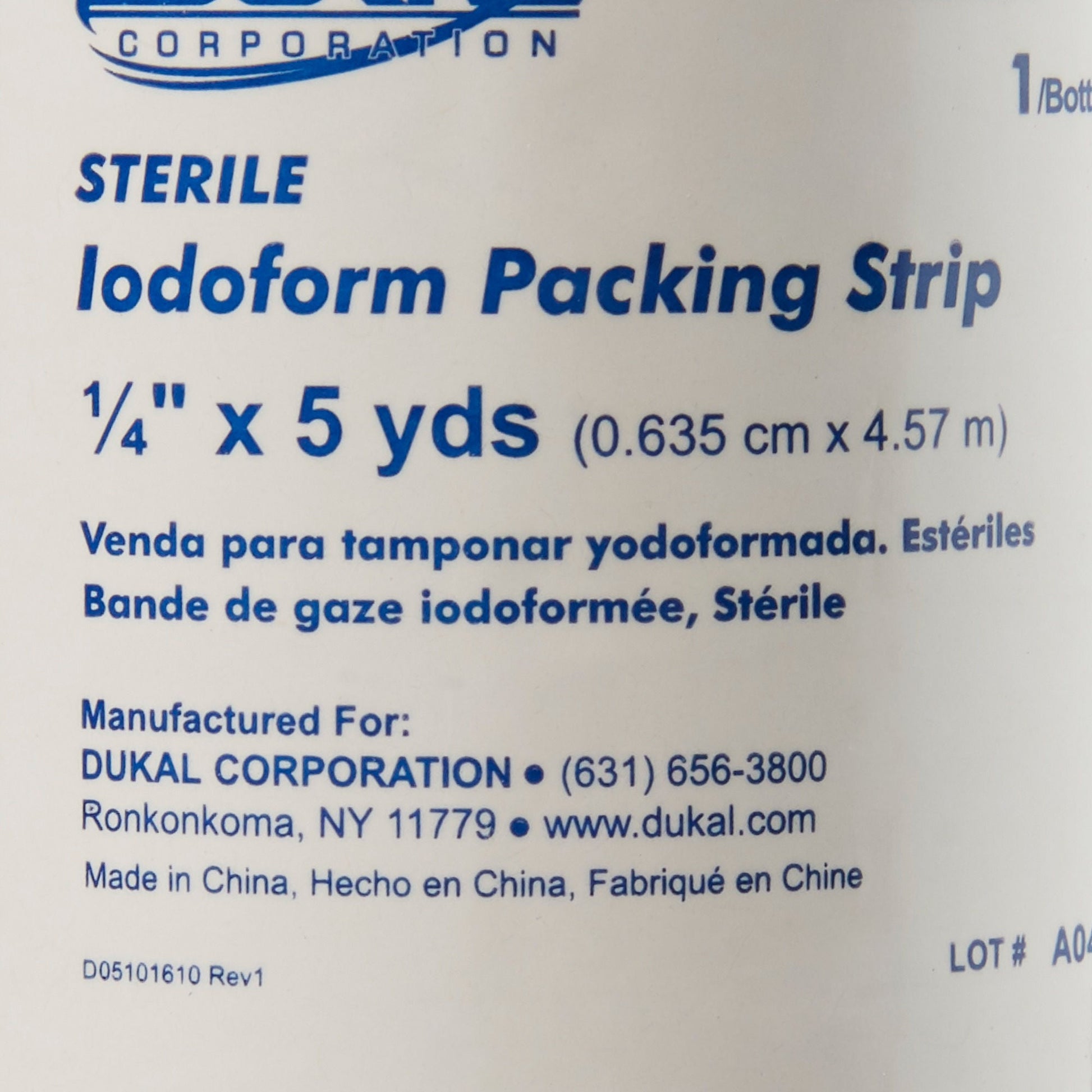 Dukal Iodoform Wound Packing Strip, ¼ Inch x
