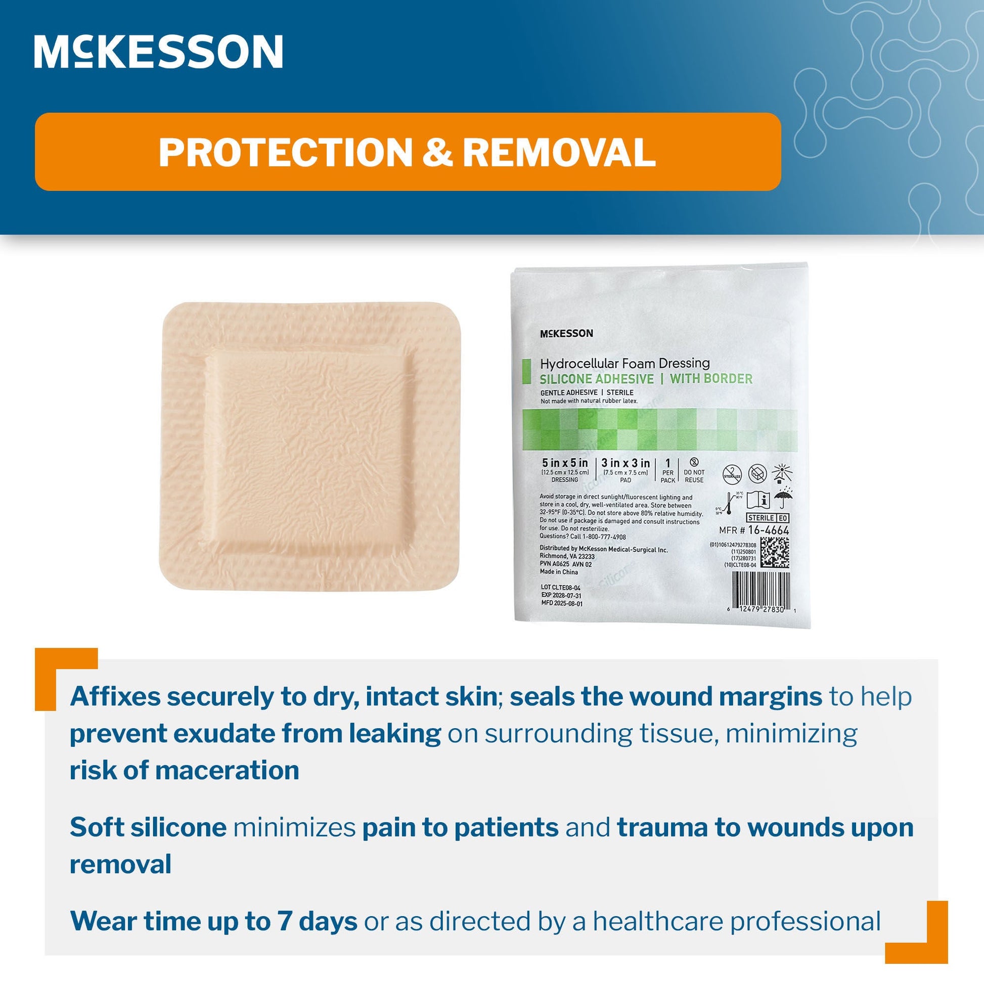 McKesson Five-Layer Hydrocellular Foam Dressing w/ 2 x 2 Inch Border