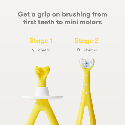 frida baby Grow With Me Toothbrush Training Set Yellow Ages 6 Months and Up