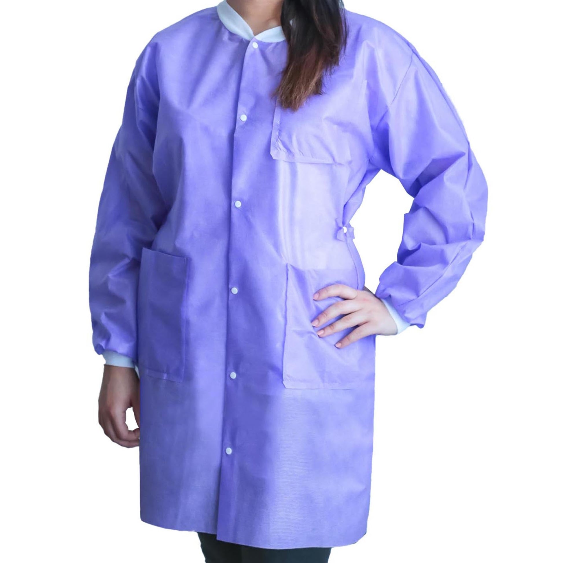 FitMe Lab Coat Purple Small Knee Length 3-Layer SMS Disposable