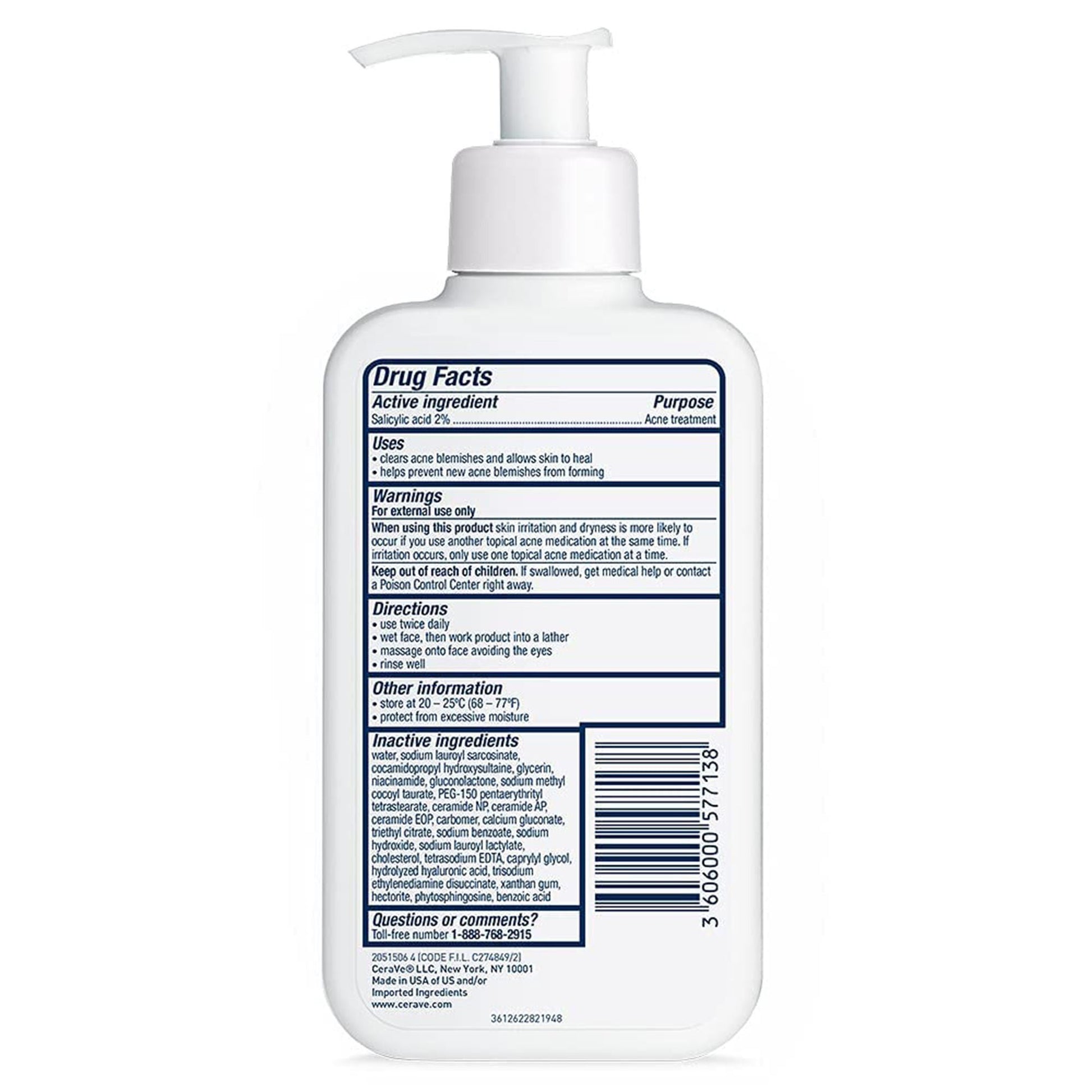 CeraVe® 2% Salicylic Acid Acne Control Cleanser with Ceramides & Hectorite Clay