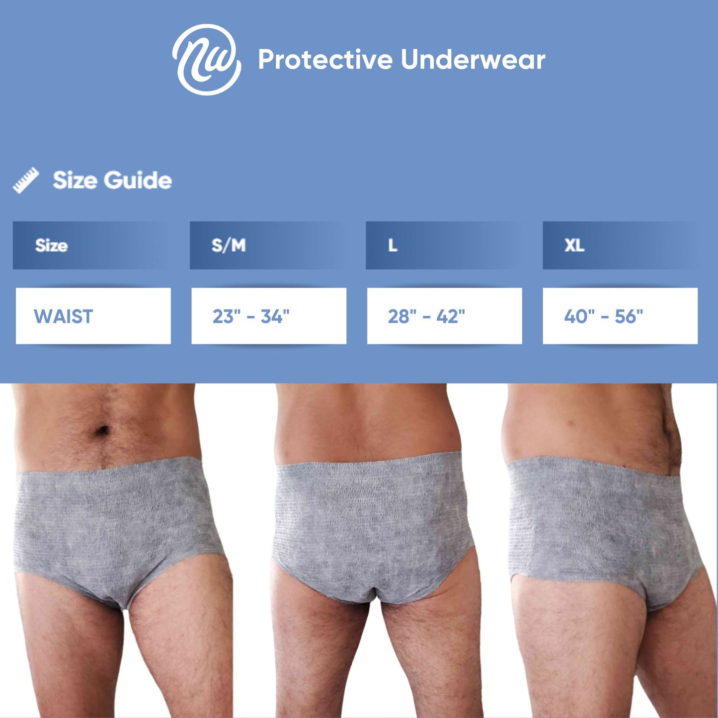 Nexwear Men's Pull-On Absorbent Underwear, Gray