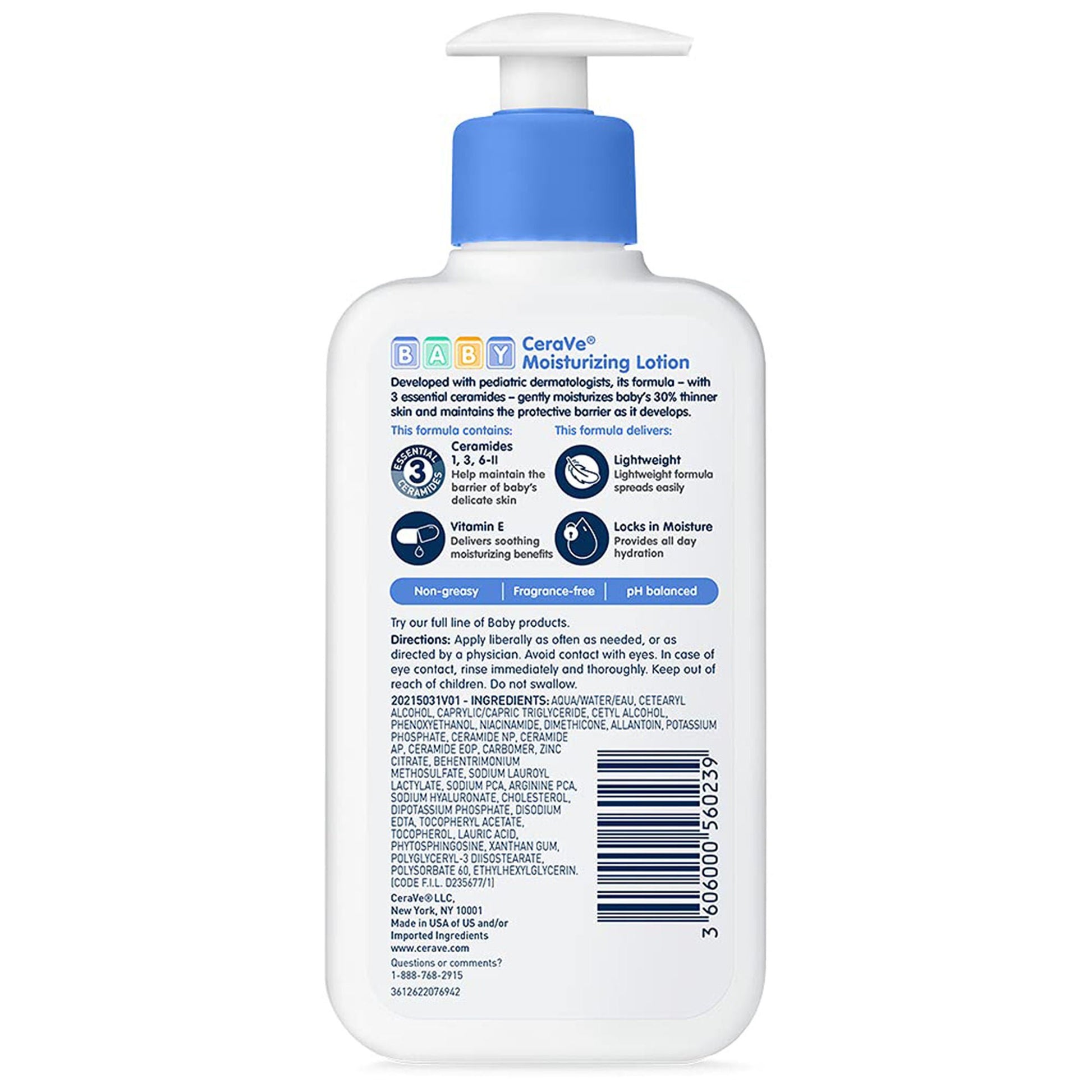 CeraVe® Baby Moisturizing Unscented, Pump Bottle