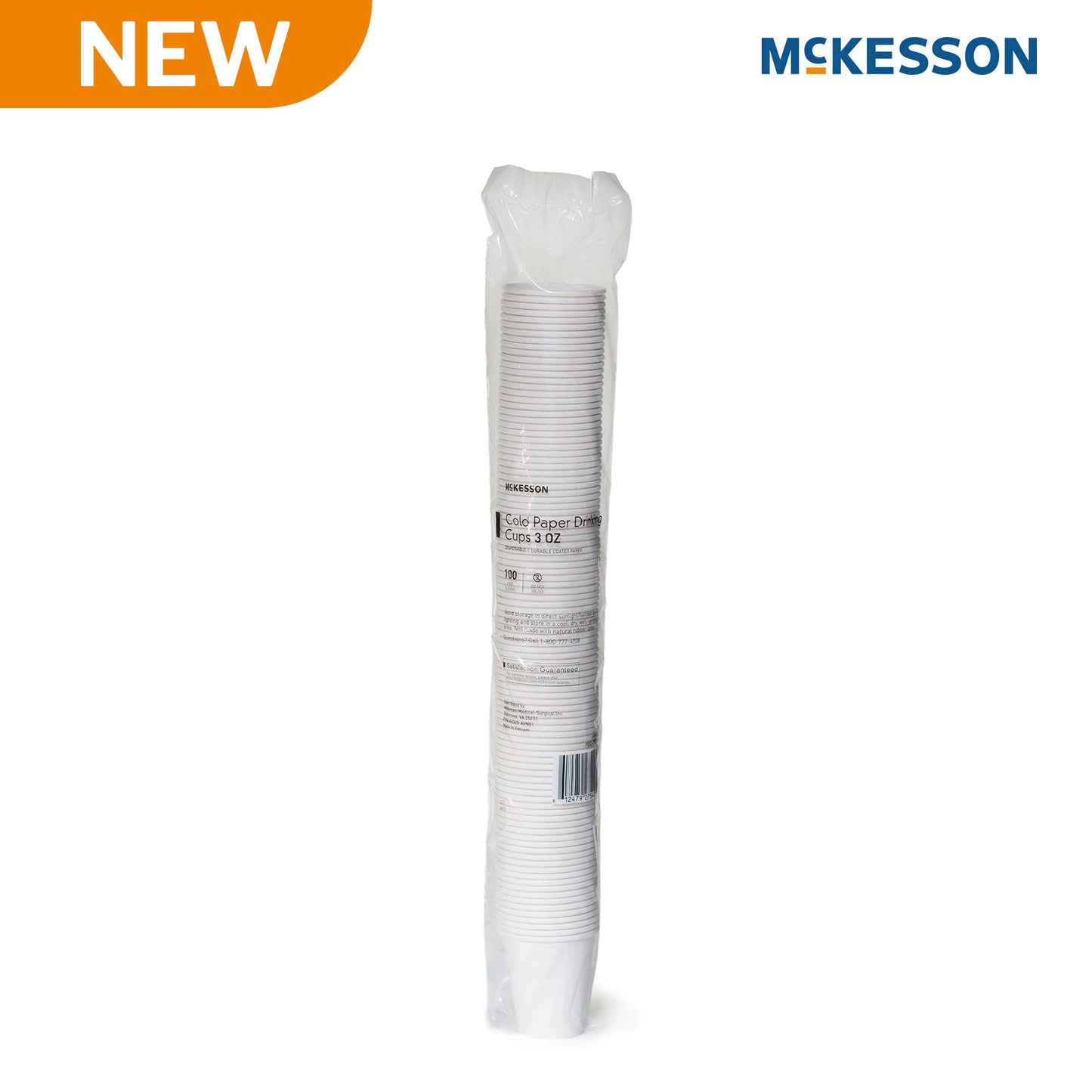 McKesson Paper Drinking Cup for Cold Beverages, White, Capacity