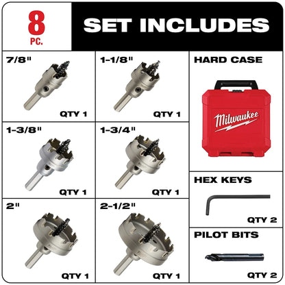 Milwaukee One-Piece Carbide Hole Cutter Set - 8PC 49-57-8629