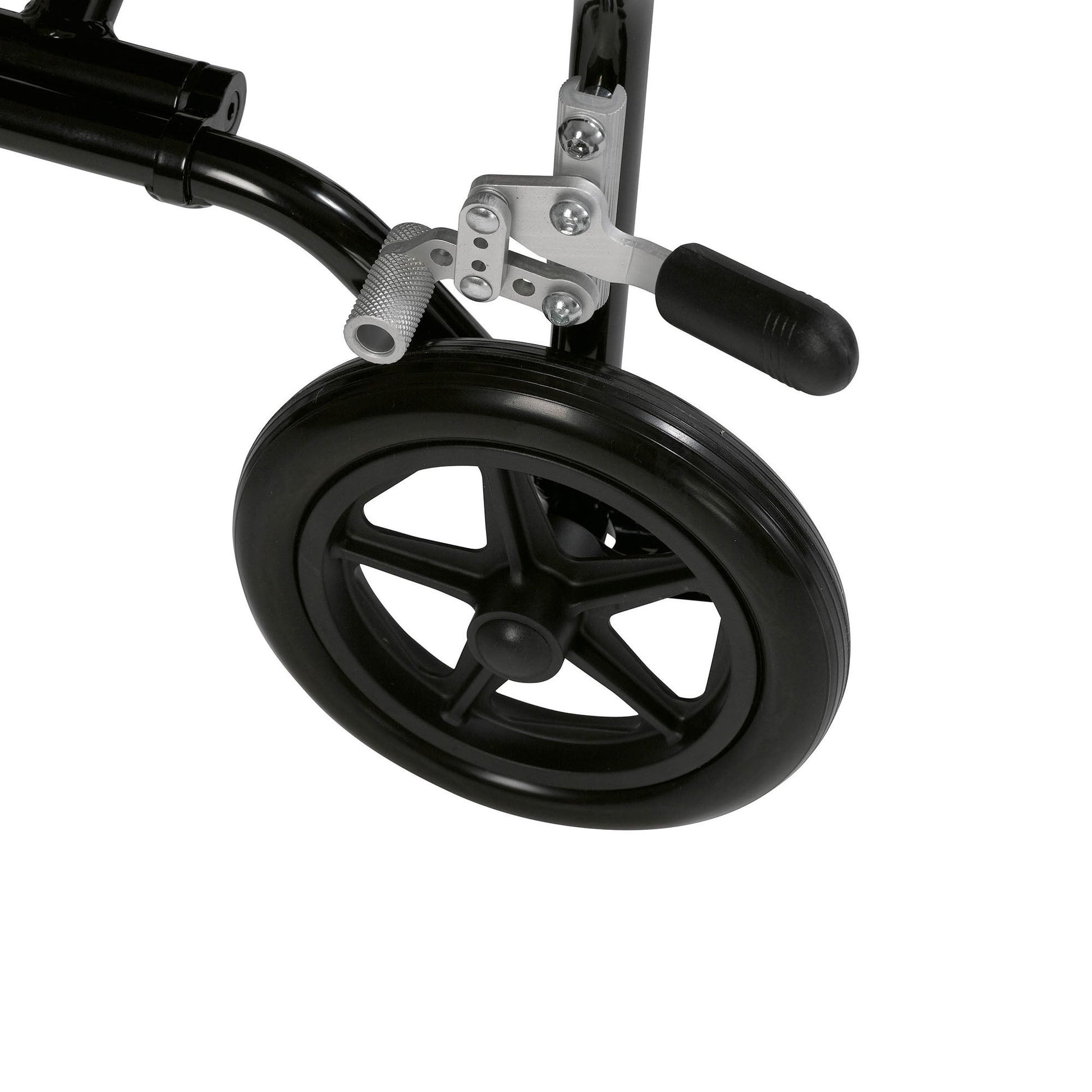 drive™ Fly-Lite Ultra Transport Wheelchair, Blue Frame w/ Plaid Upholstery